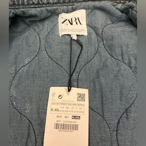 Zara Light Blue QUILTED DENIM
JACKET - Picture 6 of 10